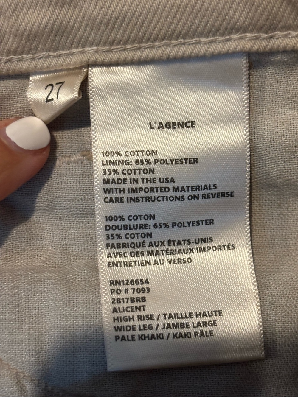 L'Agence Alicent High Rise Wide Leg Pale Khaki Tan Jeans 27 - Picture 8 of 9